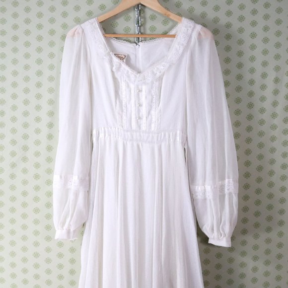 ❌SOLD❌vintage 70s gunne sax white maxi dress sheer - Picture 6 of 11